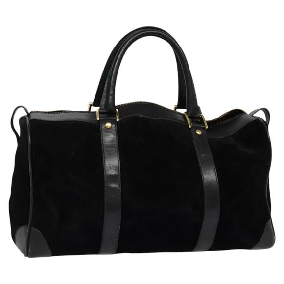 GUCCI Boston Bag Suede Black Gold - Picture 1 of 16